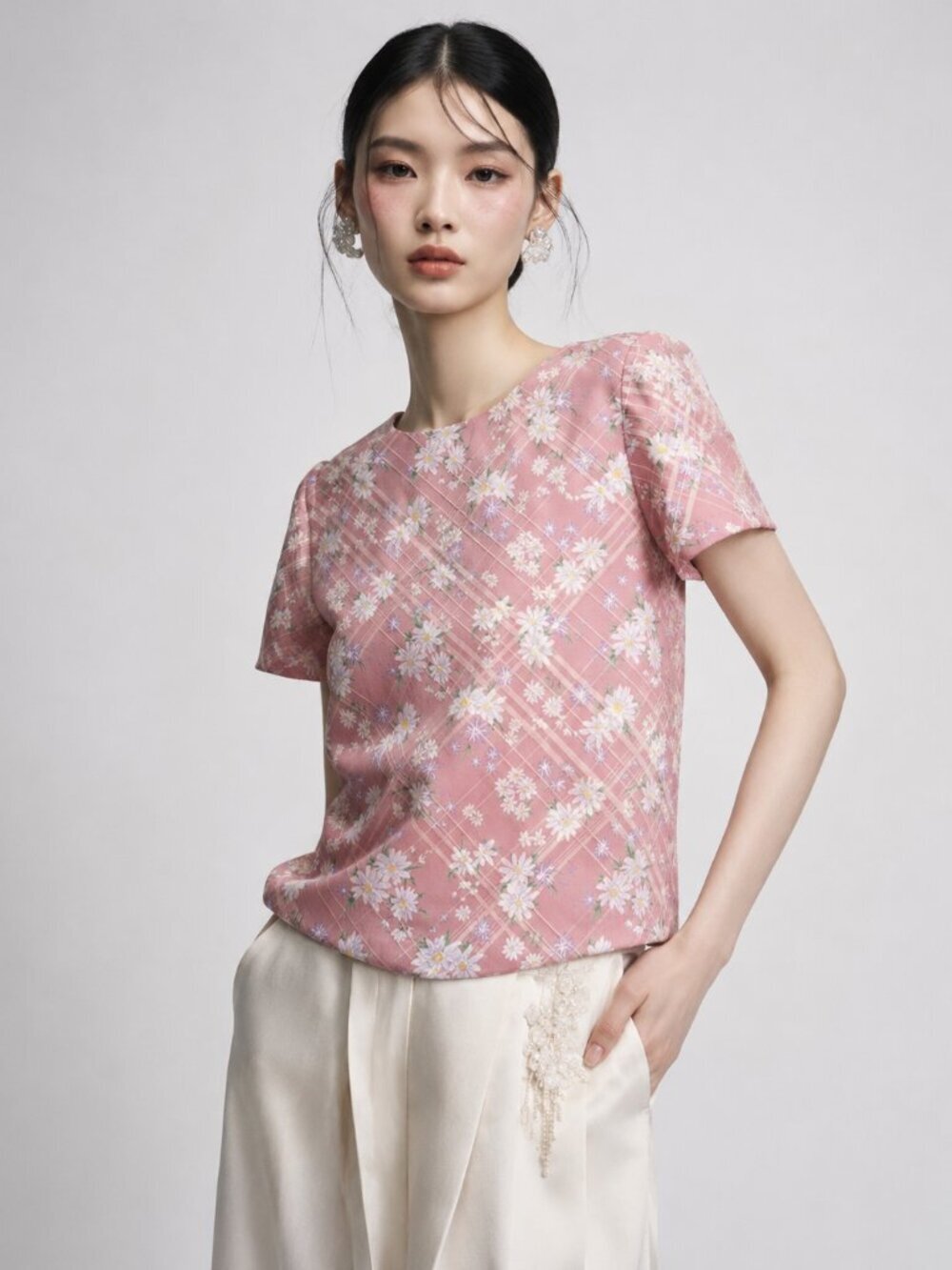 Vivienne Hu Pink Daisy Print Top